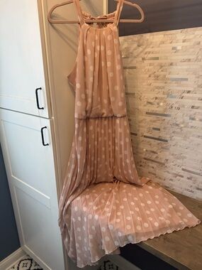 Premier Amour Blush Pink Polka Dot Maxi Dress